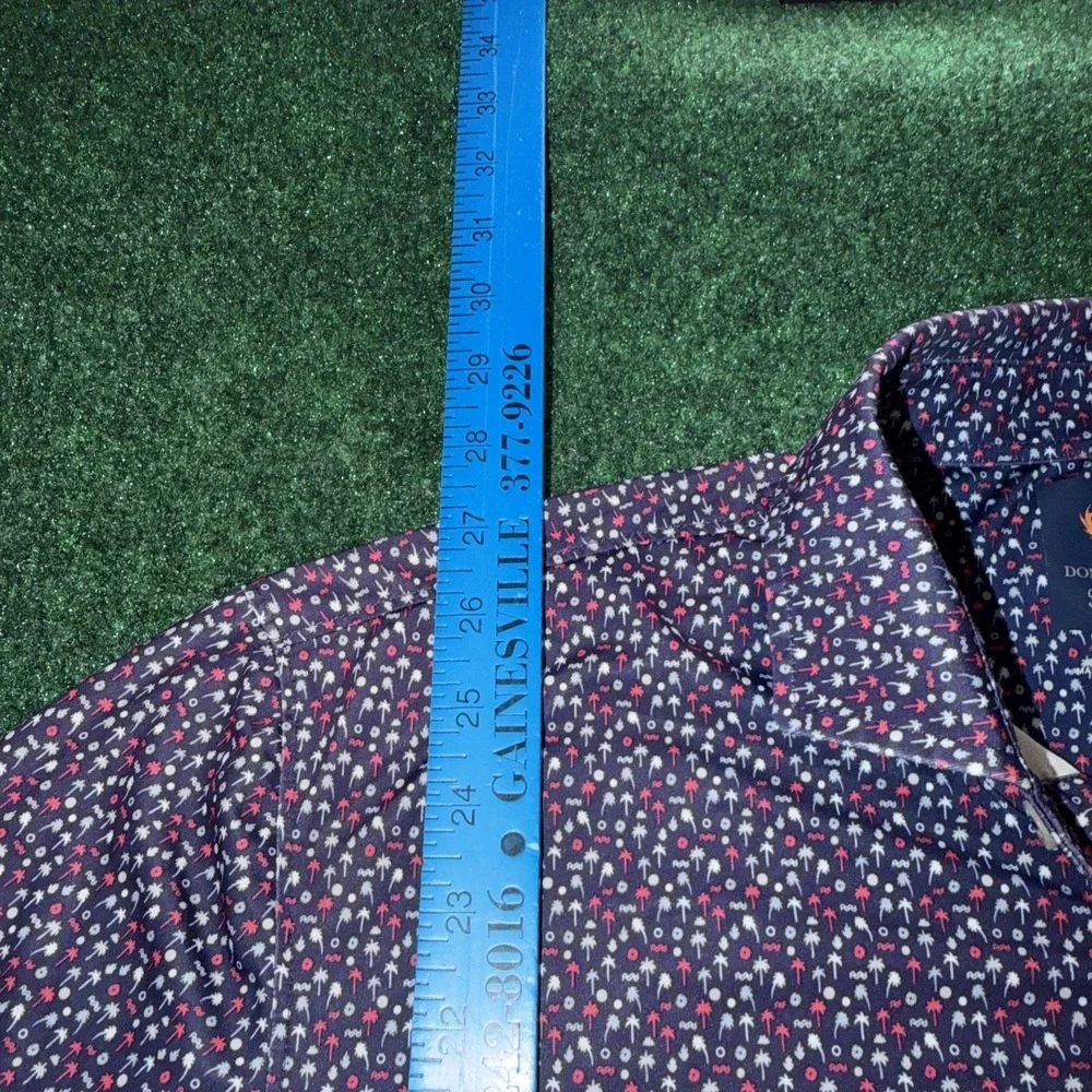 Donald Ross Sport Golf Polo Men's Size Medium Palm Tree All Over Print Purple